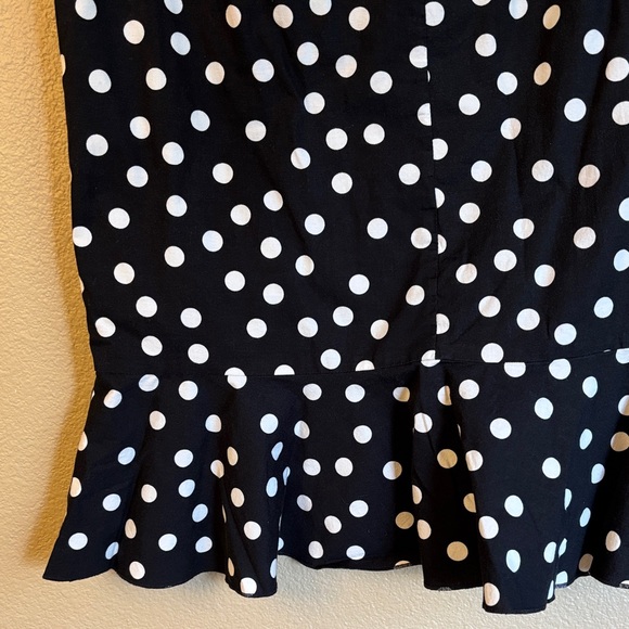 White House Black Market Size 10 Polka Dot Ruffle Pencil Skirt Black White - Picture 10 of 15